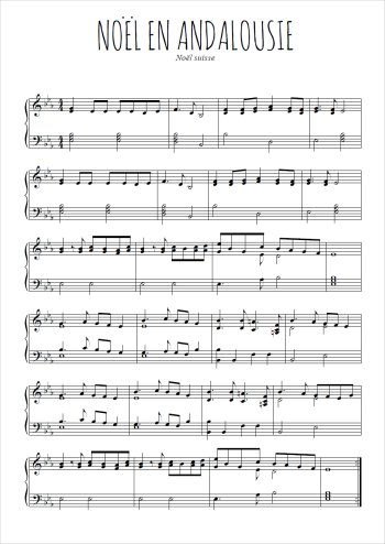 Téléchargez l'arrangement pour piano de la partition de Noël en Andalousie en PDF